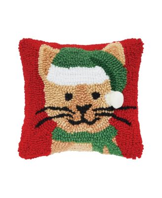 C&F Home Рождественская декоративная подушка с котом в шапке Санты, Petite, 8" x 8"