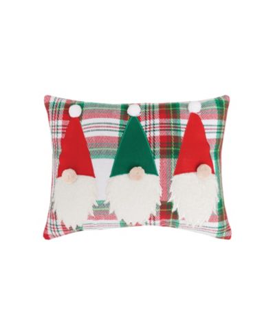 C&F Home декоративная подушка Gnome Trio Plaid Applique 100% Cotton 9" x 12"