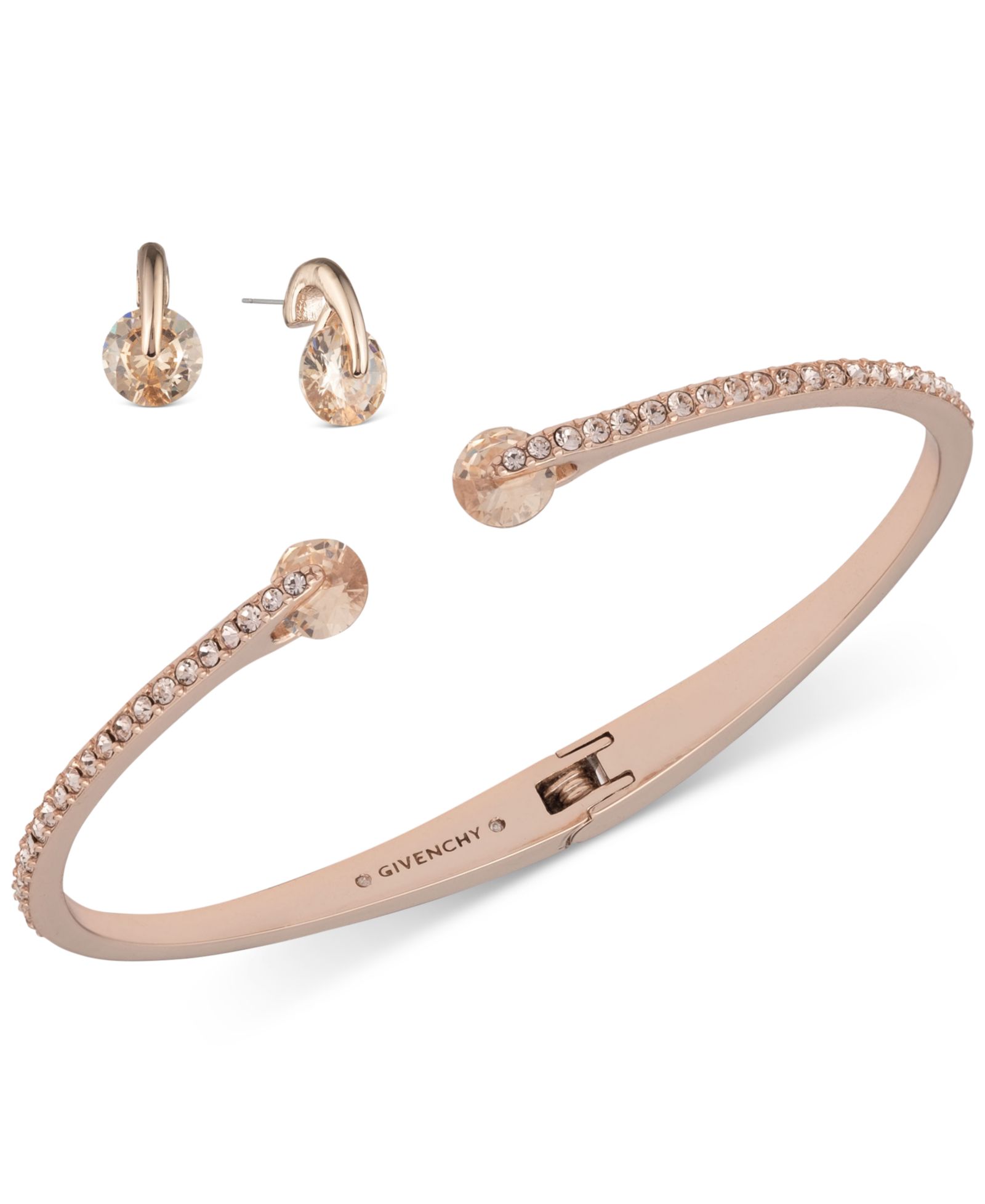 Givenchy 2-Pc. Color Floating Stone Crystal Cuff Bangle Bracelet and Matching Stud Earrings Set