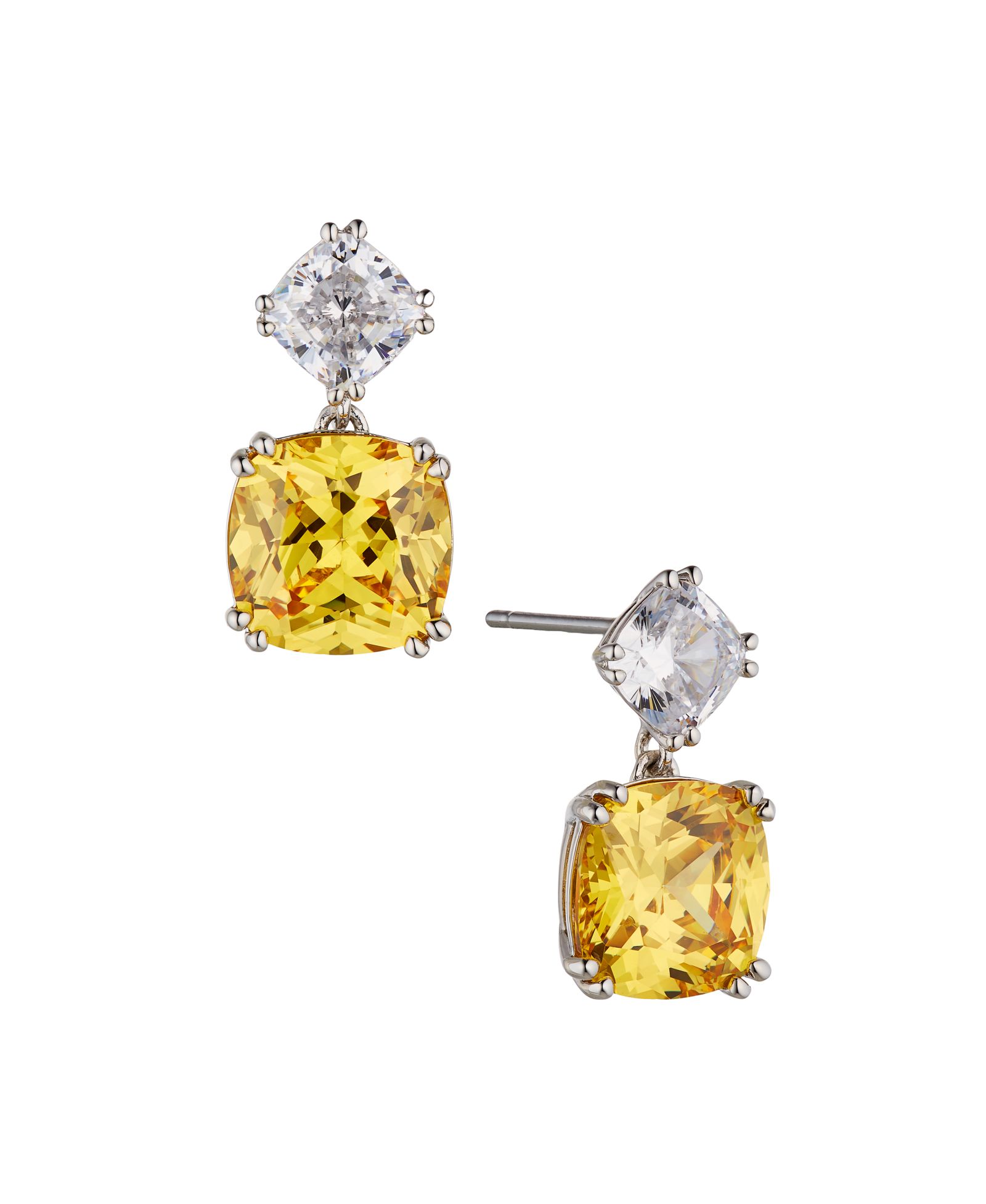 Серьги Eliot Danori Cushion Cut Drop Silver-Tone