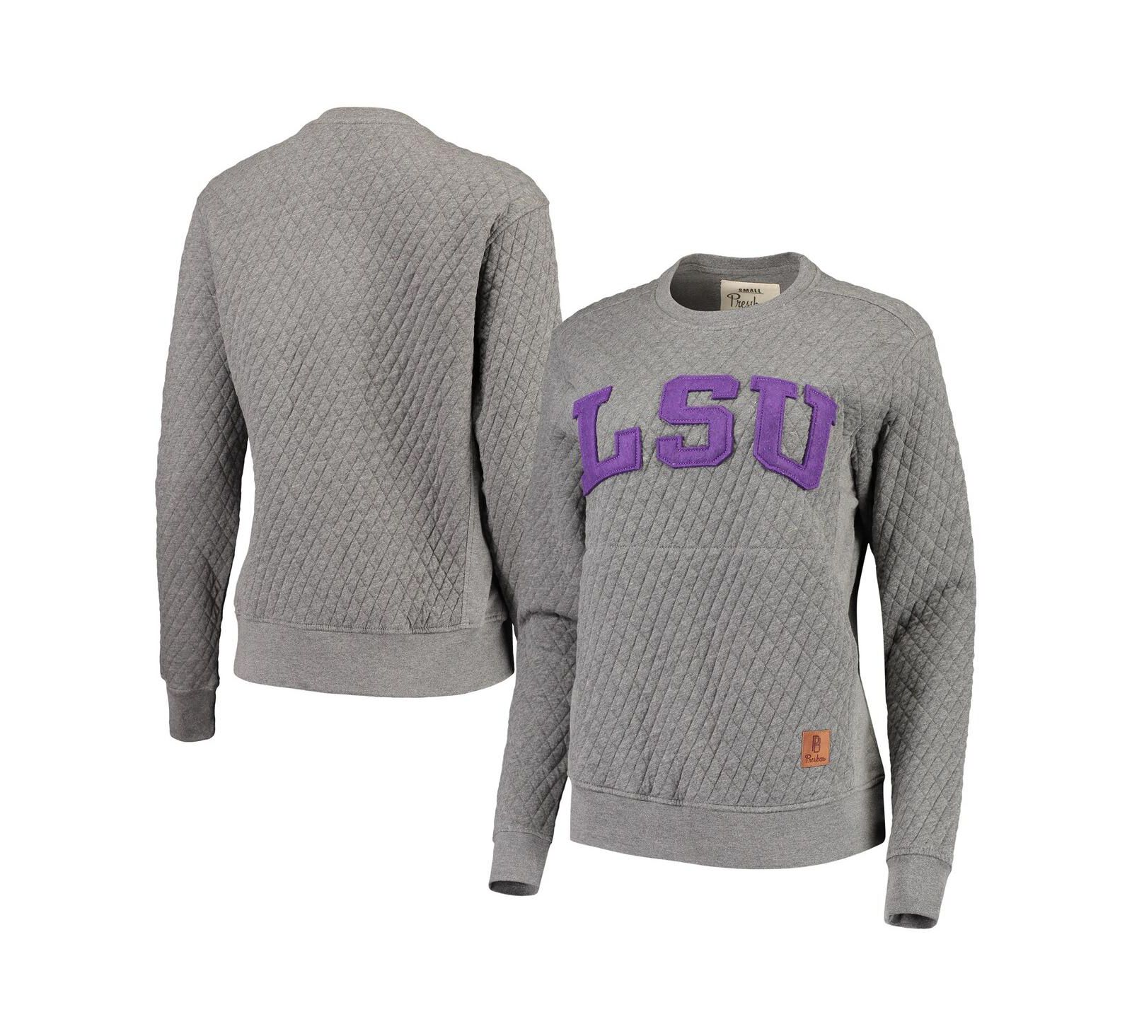 Женская толстовка Pressbox Heathered Gray LSU Tigers Moose Applique Quilted Crewneck