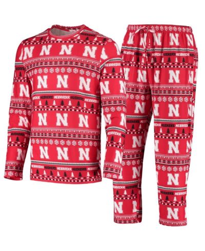 Мужской комплект Concepts Sport Scarlet Nebraska Huskers Ugly Sweater Knit Long Sleeve Top and Pant Set