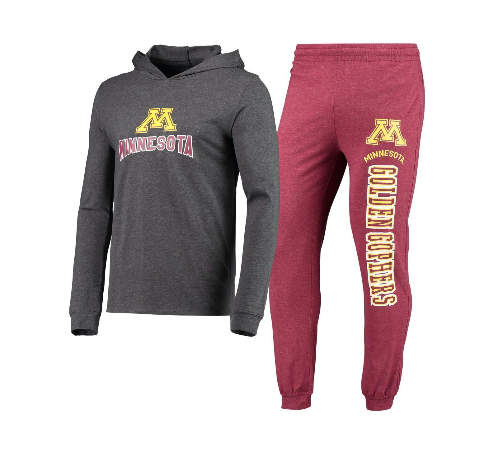 Мужской комплект из худи и джоггеров Concepts Sport Heathered Maroon and Heathered Charcoal Minnesota Golden Gophers, длинный рукав
