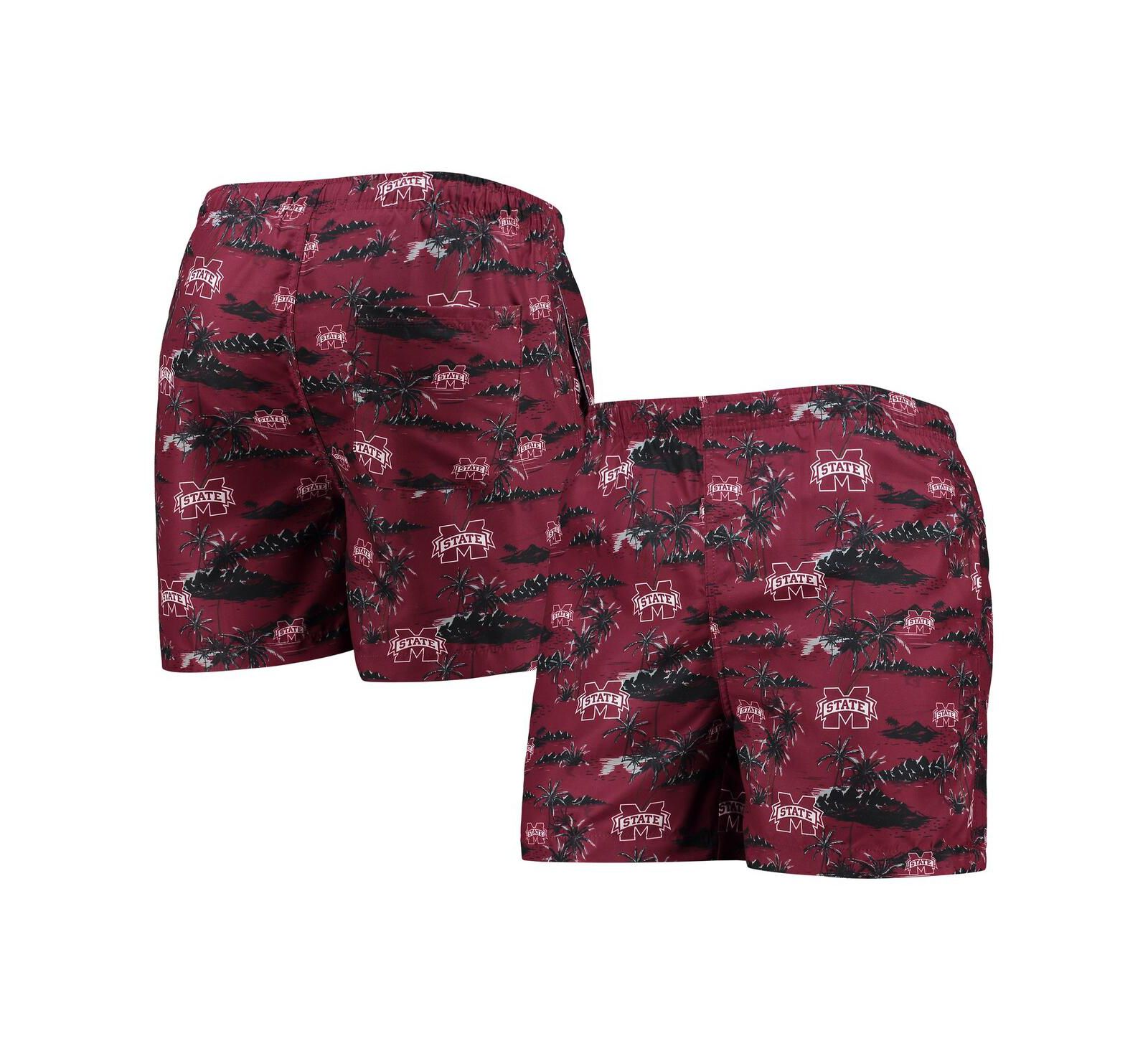Мужские плавки для плавания FOCO Maroon Mississippi State Bulldogs Island Palm