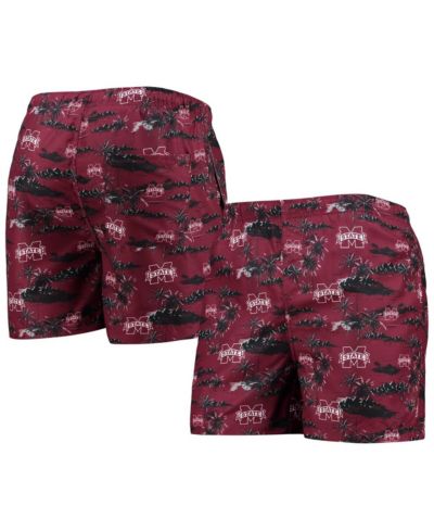 Men's FOCO Maroon Mississippi State Bulldogs Island Palm Swim Trunks