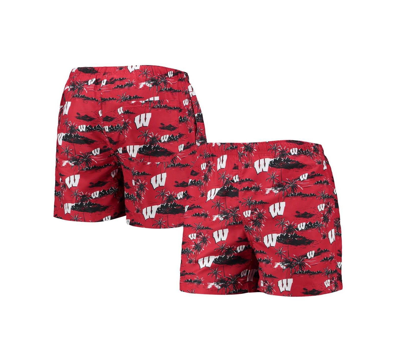 Мужские плавки для плавания FOCO Red Wisconsin Badgers Island Palm