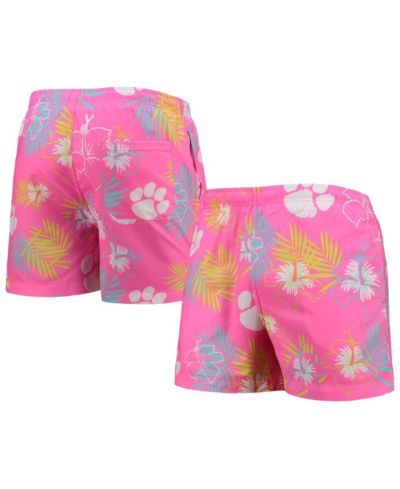 Men's FOCO Pink Clemson Tigers Neon Floral Swim Trunks
