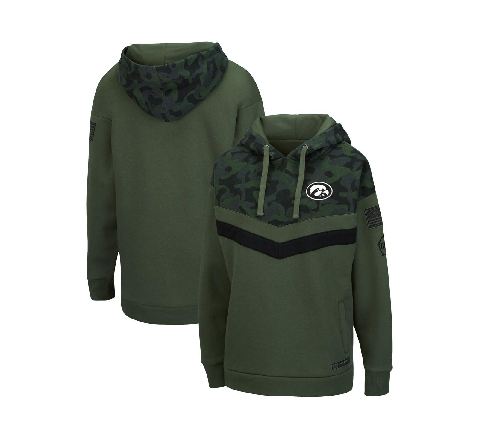 Женское худи Colosseum Olive, Camo Iowa Hawkeyes OHT Military-Inspired Appreciation Extraction Chevron Pullover
