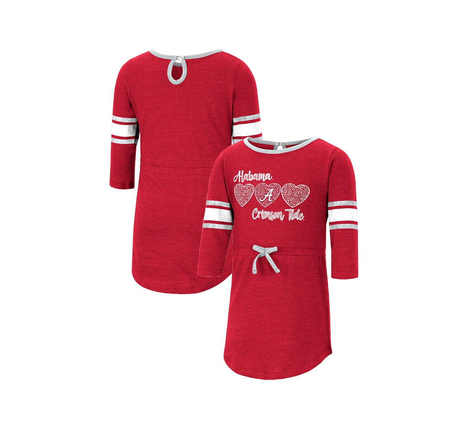 Детское платье Colosseum Heathered Crimson Alabama Crimson Tide Poppin Sleeve Stripe