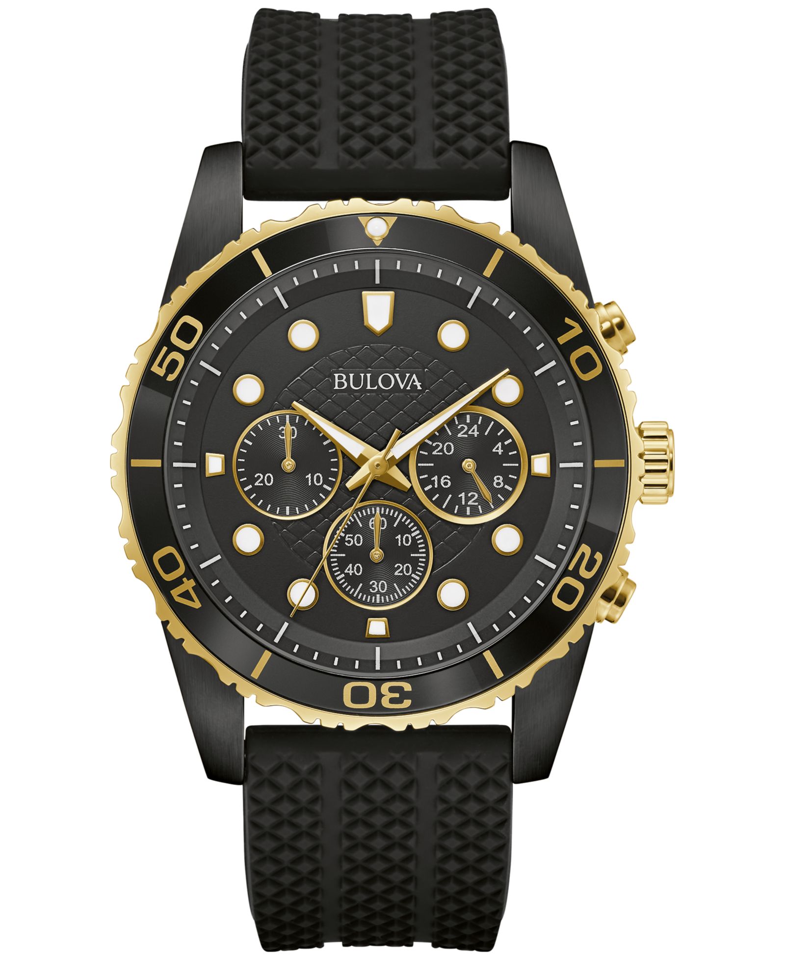 Мужские часы Bulova Chronograph Classic Black Silicone Strap 43mm