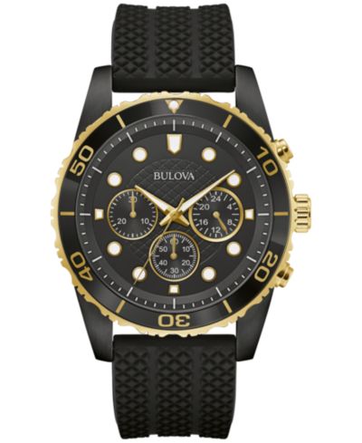 Мужские часы Bulova Chronograph Classic Black Silicone Strap 43mm