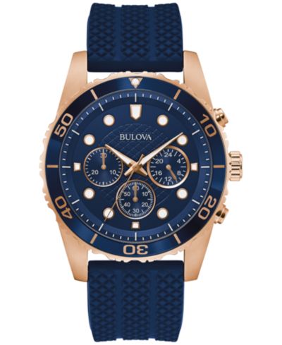 Мужские классические часы Bulova Chronograph Navy с силиконовым ремешком, 43mm