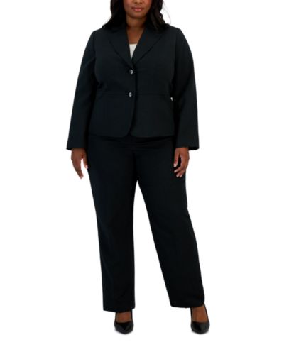 Le Suit Женский костюм Plus Size, брючный, в тонкую полоску, из двух предметов