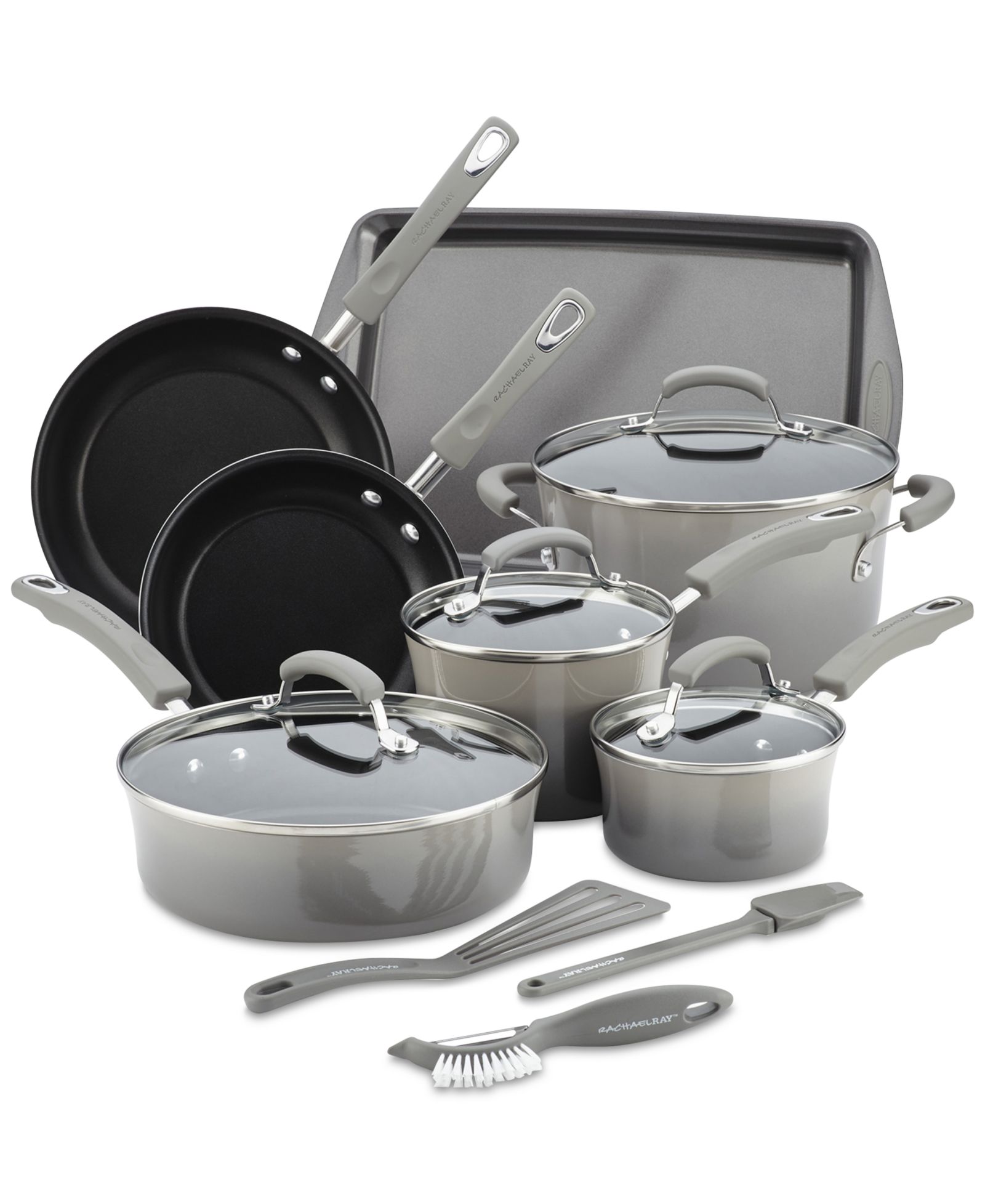 Набор сковородок Rachael Ray Classic Brights, алюминиевый антипригарный, 14 предметов