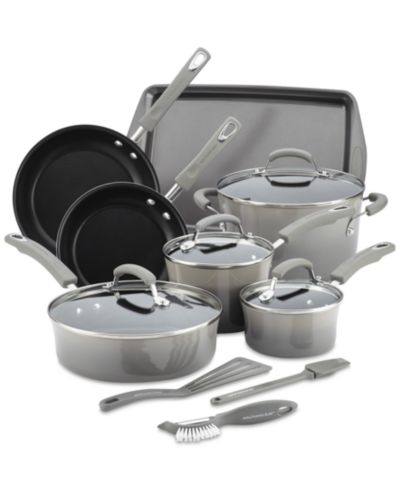 Набор сковородок Rachael Ray Classic Brights, алюминиевый антипригарный, 14 предметов