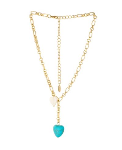 ETTIKA 18K Gold Plated Synthetic Turquoise Heart Necklace