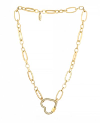 ETTIKA Open Heart Lock Faux Cubic Zirconia Necklace