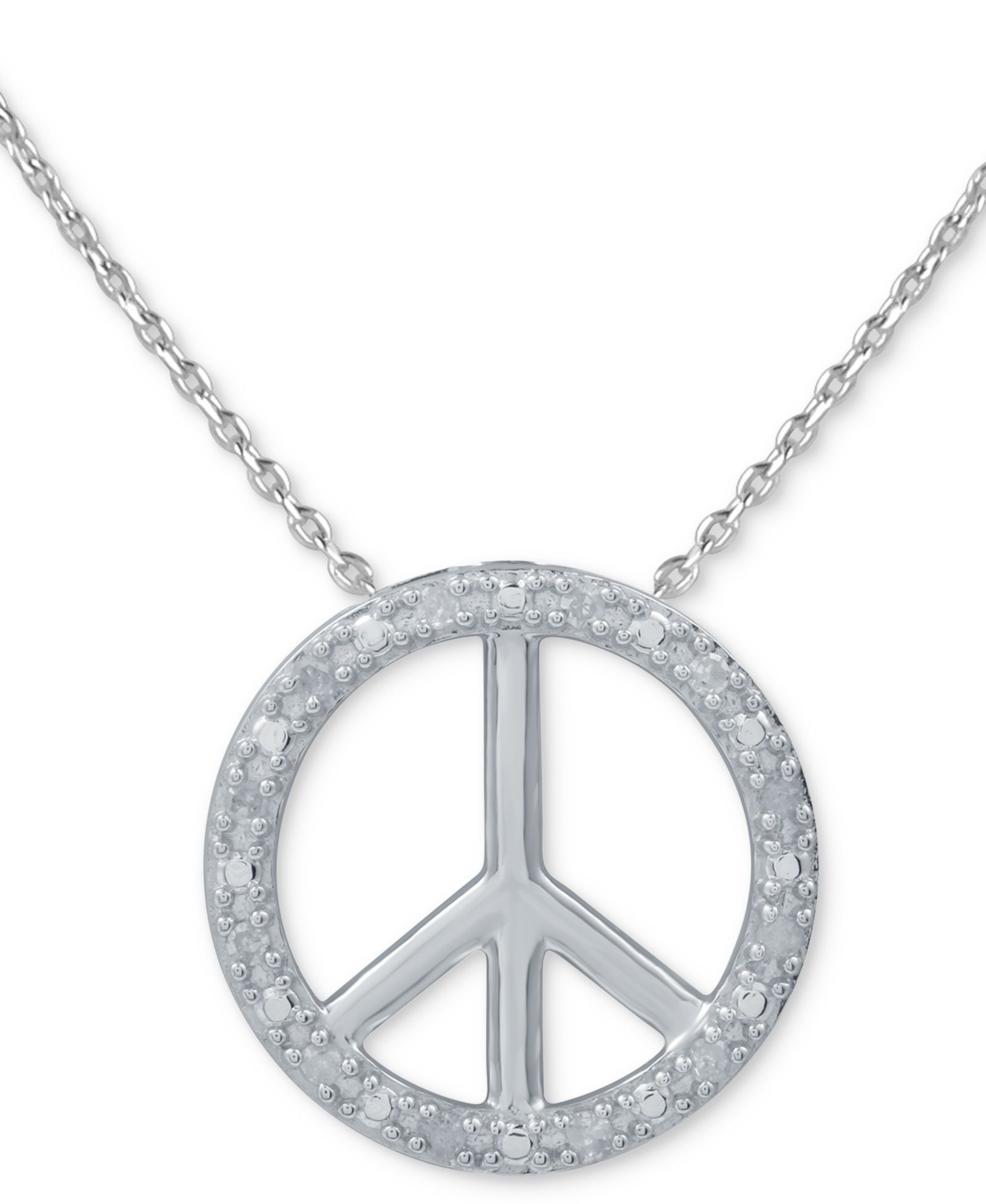 Подвеска-кулон Diamond Peace Sign 18" в Sterling Silver или Sterling Silver & 14k Gold-Plate