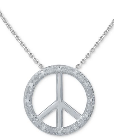 Подвеска-кулон Diamond Peace Sign 18" в Sterling Silver или Sterling Silver & 14k Gold-Plate