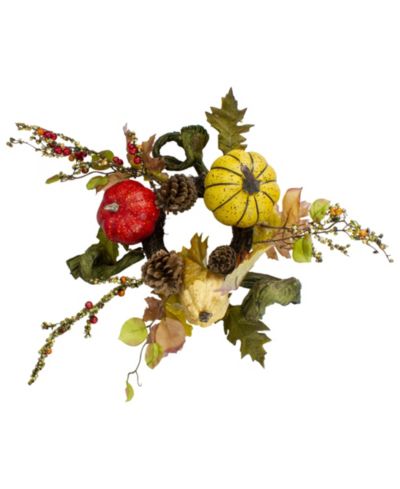 Венок Northlight Pumpkin Berries Foliage and Pine Cone Fall Harvest Unlit, 13"