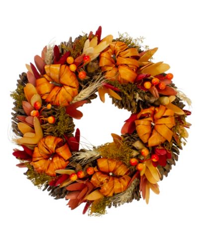 Венок Northlight Pumpkins and Berries Autumn Harvest Unlit 13"