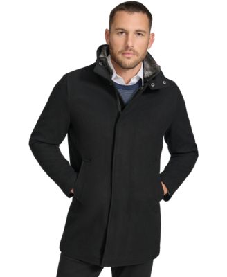 Calvin Klein Men's Urban Walker Coat with Detachable Faux Rabbit Fur at Interior Collar
