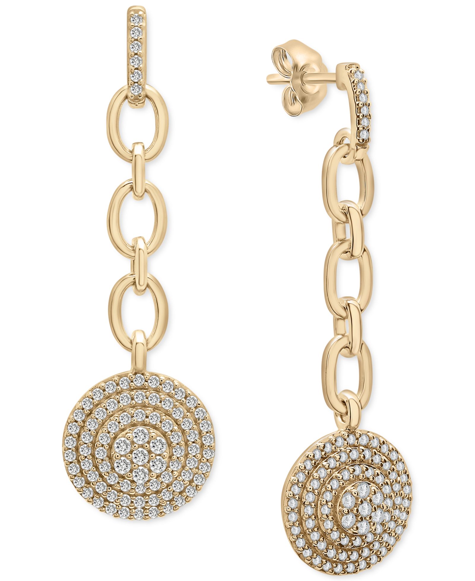 Серьги Wrapped in Love™ Diamond Circle Cluster Chain Drop 14k Gold
