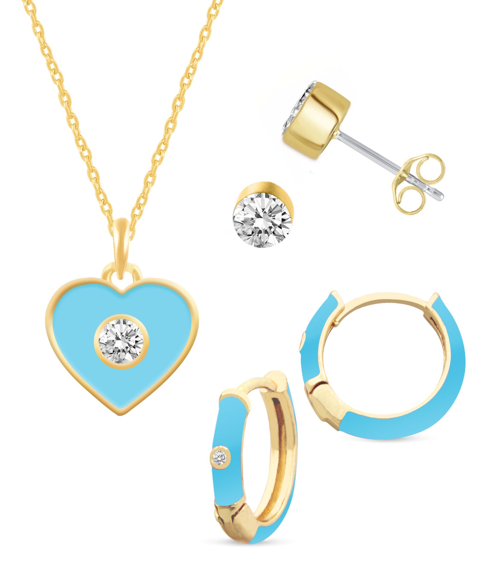 Crystal Enamel Necklace and Earring Set, 3-Piece