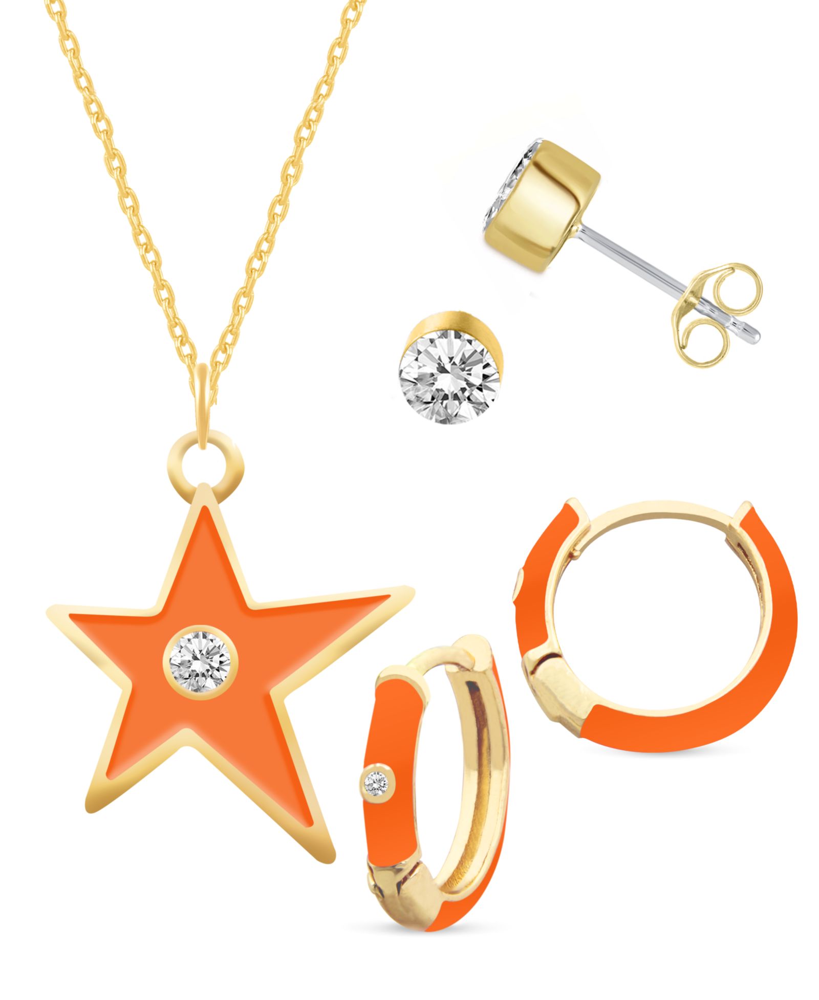 Crystal Enamel Necklace and Earring Set, 3-Piece