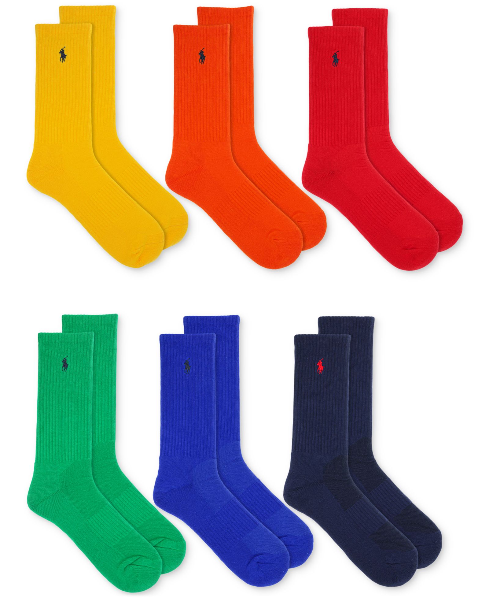 Мужские носки Polo Ralph Lauren Performance Colorful Crew, 6 шт