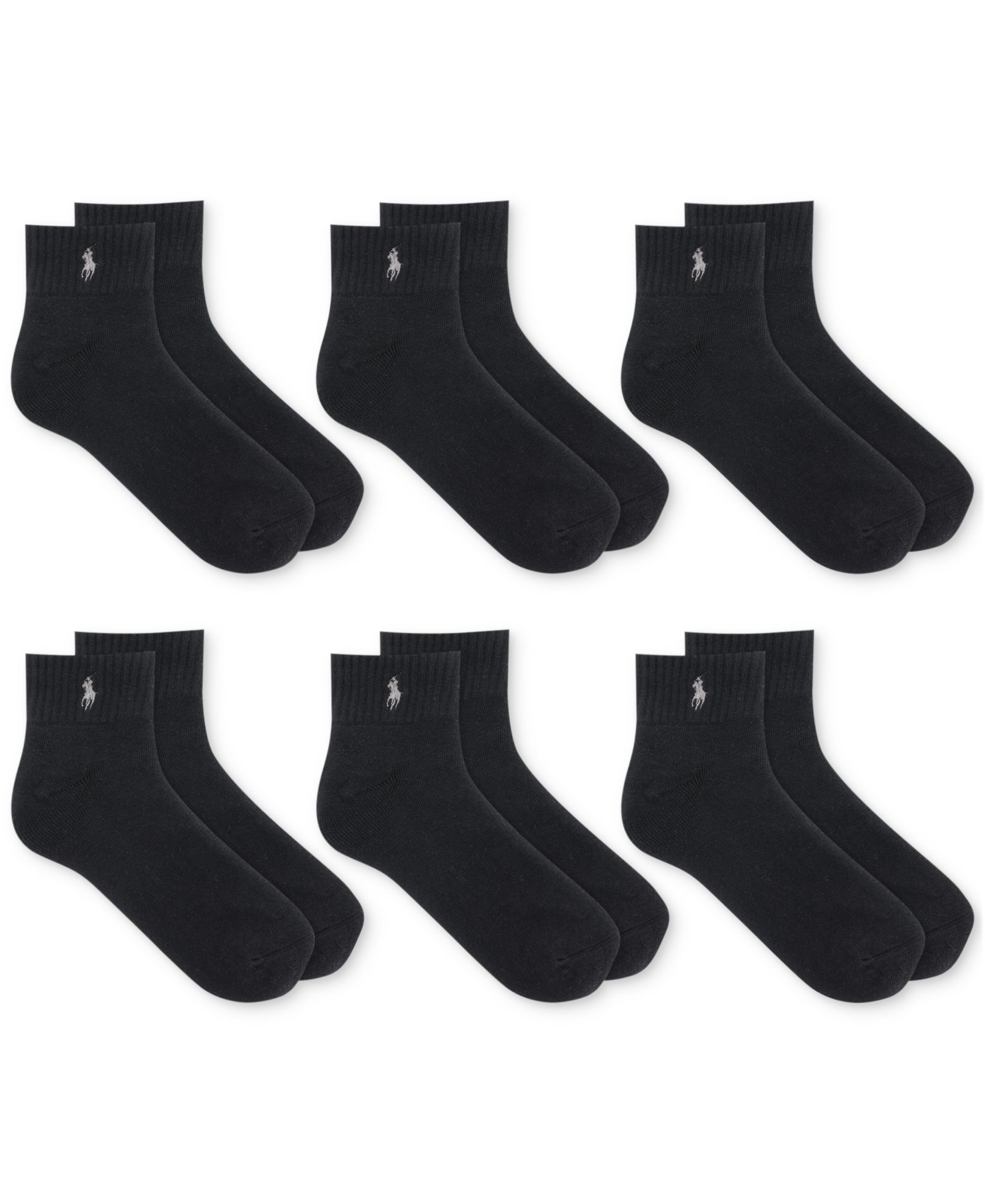 Polo Ralph Lauren Men's 6-Pack Performance Sport Quarter Socks