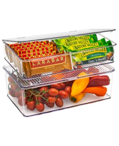 Sorbus Set of 2 Storage Bins For Pantry & Fridge with Hinged Lids - Perfect Organizing Kitchen