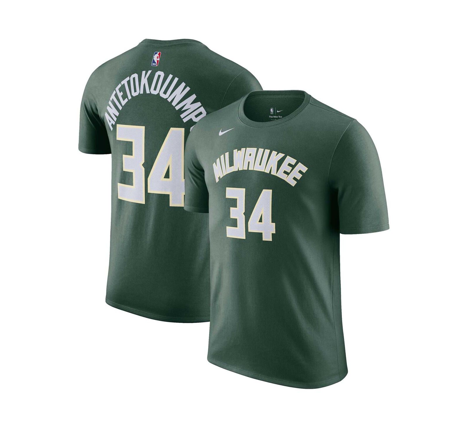 Мужская футболка Nike Giannis Antetokounmpo Hunter Green Milwaukee Bucks Icon 2022/23 Name and Number