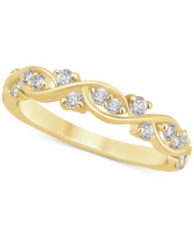 Diamond Swirl Band (3/8 ct. t.w.) in 14k White, Yellow or Rose Gold
