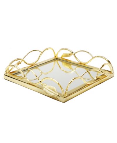 Подставка для салфеток Classic Touch Mirror с дизайном Leaf