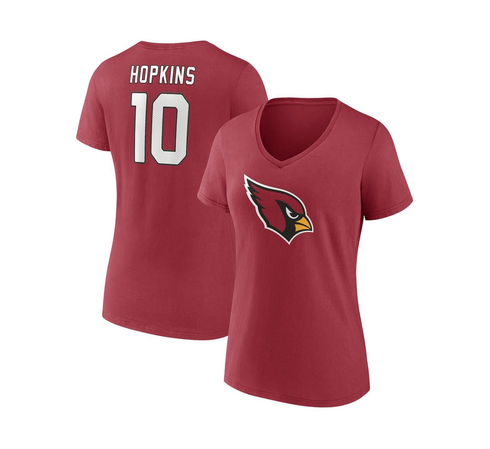 Женский Fanatics DeAndre Hopkins Cardinal Arizona Cardinals Player Icon Name and Number V-Neck T-shirt