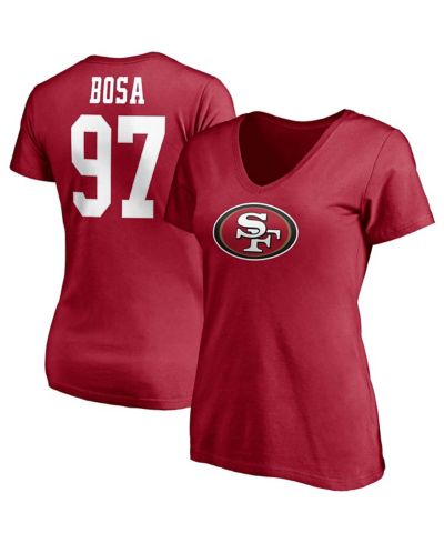 Женская футболка Fanatics Nick Bosa Scarlet San Francisco 49ers Player Icon Name and Number V-Neck