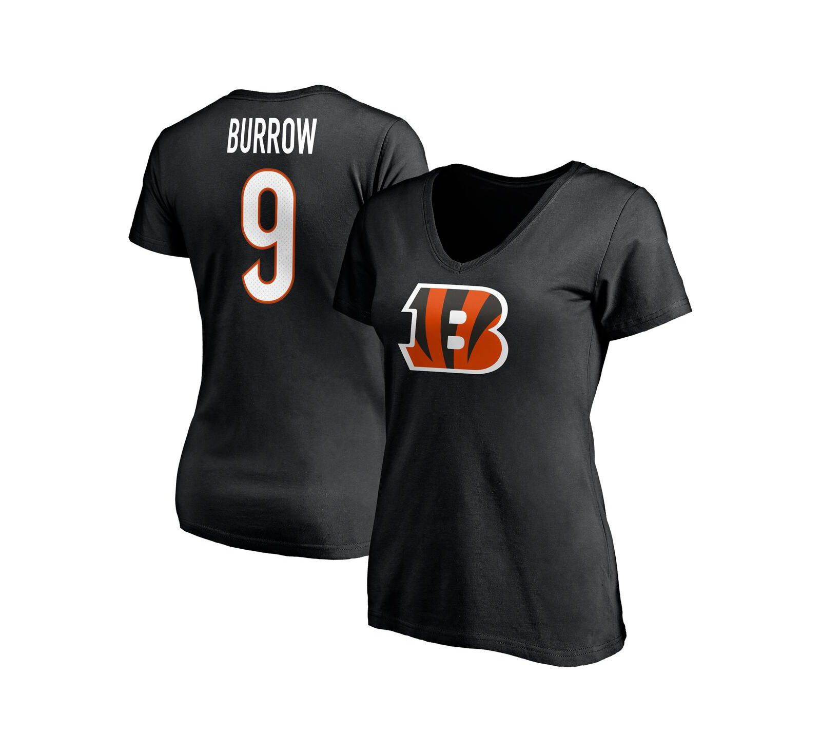Женская футболка Fanatics Joe Burrow Black Cincinnati Bengals Player Icon Name and Number V-Neck