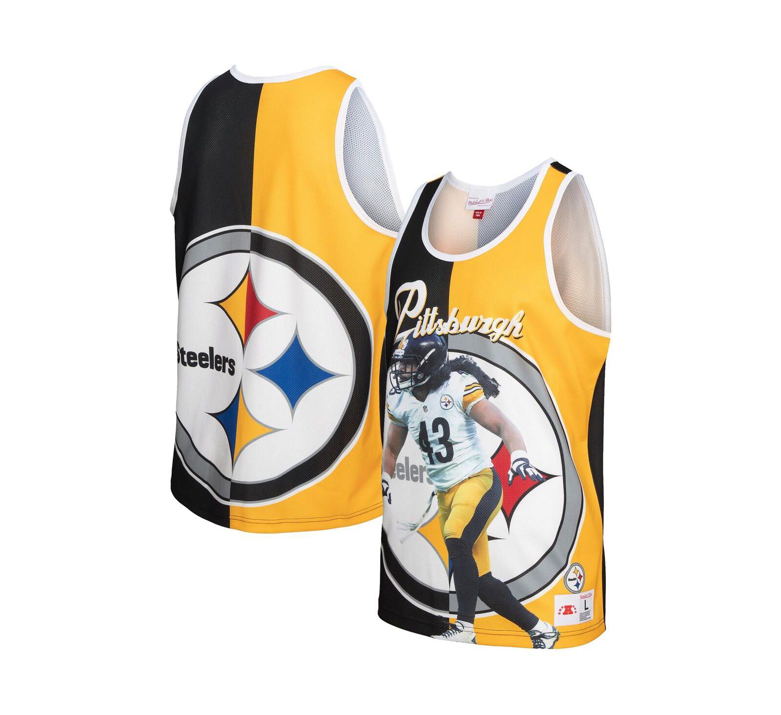 Мужской майка Mitchell & Ness Troy Polamalu Black, Gold Pittsburgh Steelers Retired Player Graphic