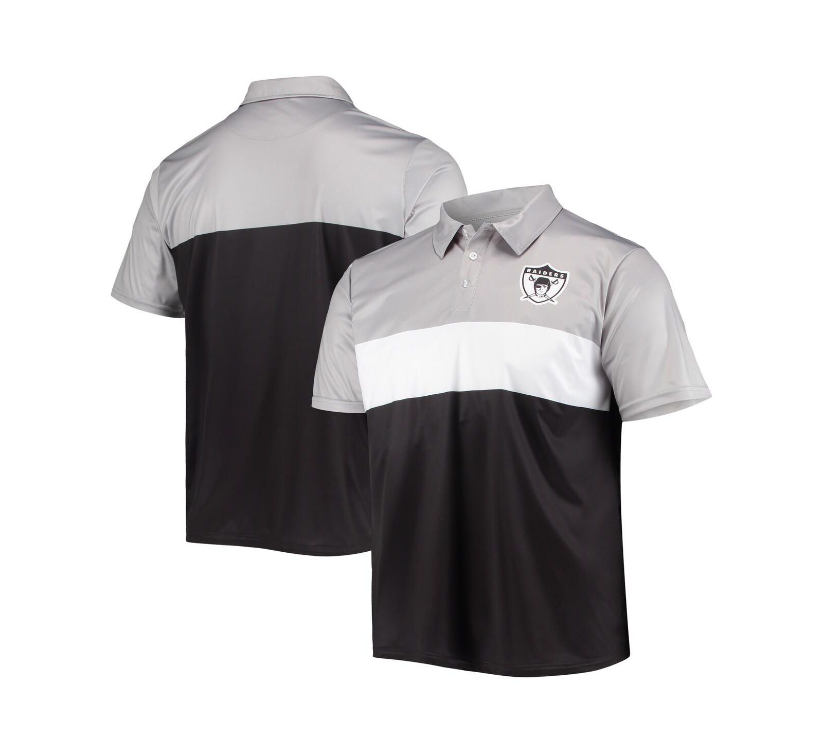 Men's FOCO Silver, Black Las Vegas Raiders Retro Colorblock Polo Shirt