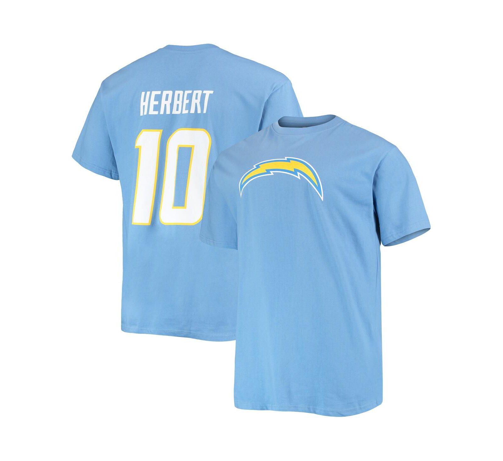 Мужская футболка Fanatics Justin Herbert Los Angeles Chargers Powder Blue, Big and Tall