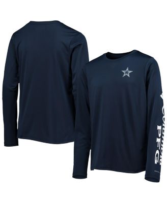 Мужская футболка Columbia с длинным рукавом, темно-синяя и белая, с принтом Dallas Cowboys, технология Omni-Shade