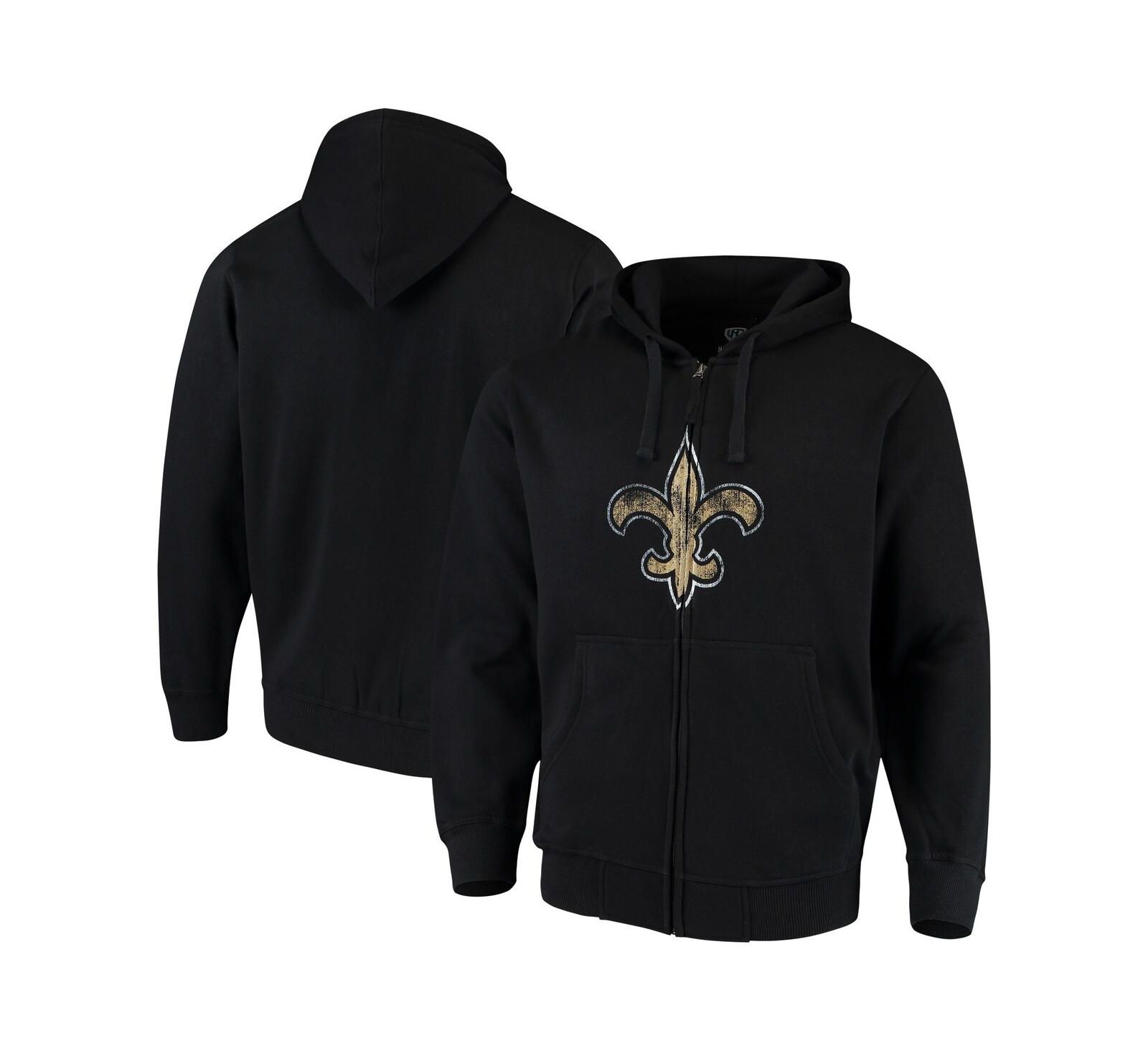 Men's G-III Sports by Carl Banks Black New Orleans Saints Primary Logo Full-Zip Hoodie
