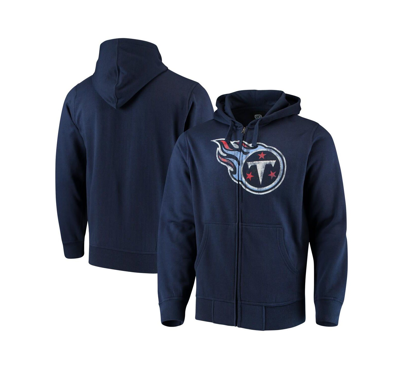 Men's G-III Sports by Carl Banks Navy Tennessee Titans Primary Logo Full-Zip Hoodie