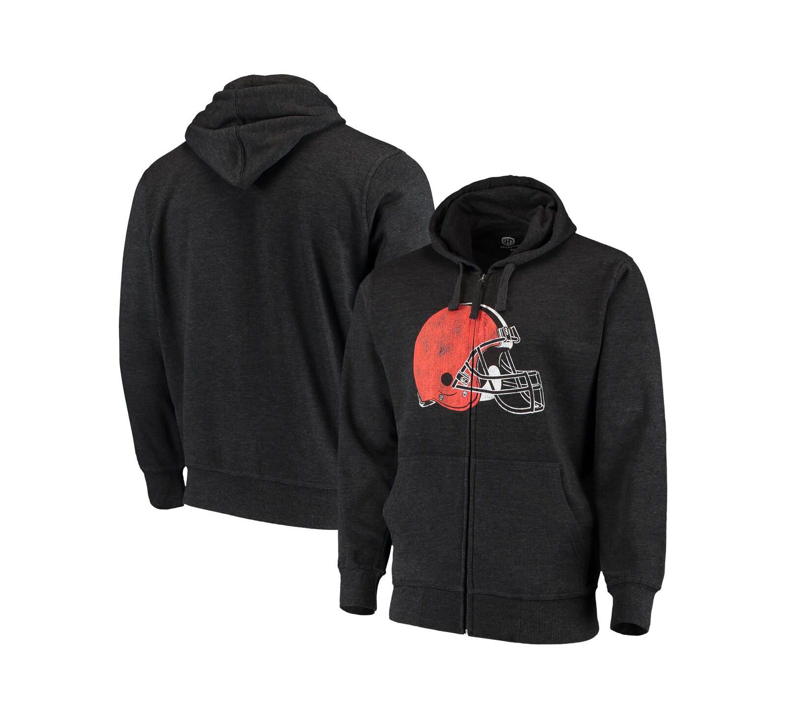 Men's G-III Sports by Carl Banks Charcoal Cleveland Browns Primary Logo Full-Zip Hoodie