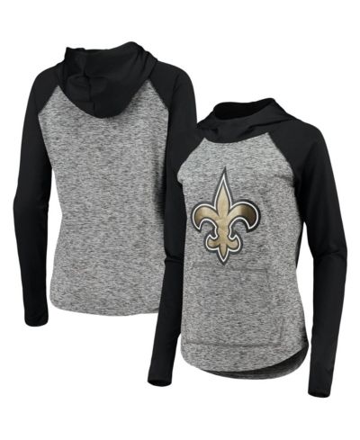 Women's G-III 4Her by Carl Banks Heathered Gray and Black New Orleans Saints Championship Ring Pullover Hoodie