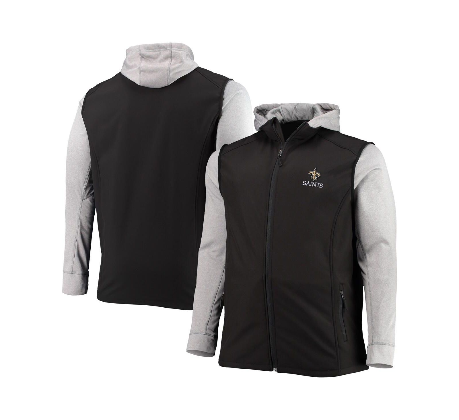 Men's Dunbrooke Black and Gray New Orleans Saints Big and Tall Alpha Full-Zip Hoodie Jacket