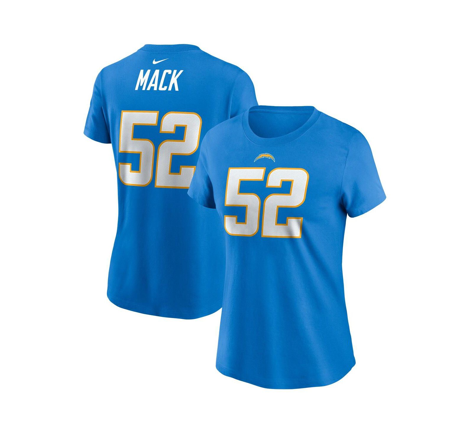 Женская футболка Nike Khalil Mack Powder Blue Los Angeles Chargers Player Name & Number