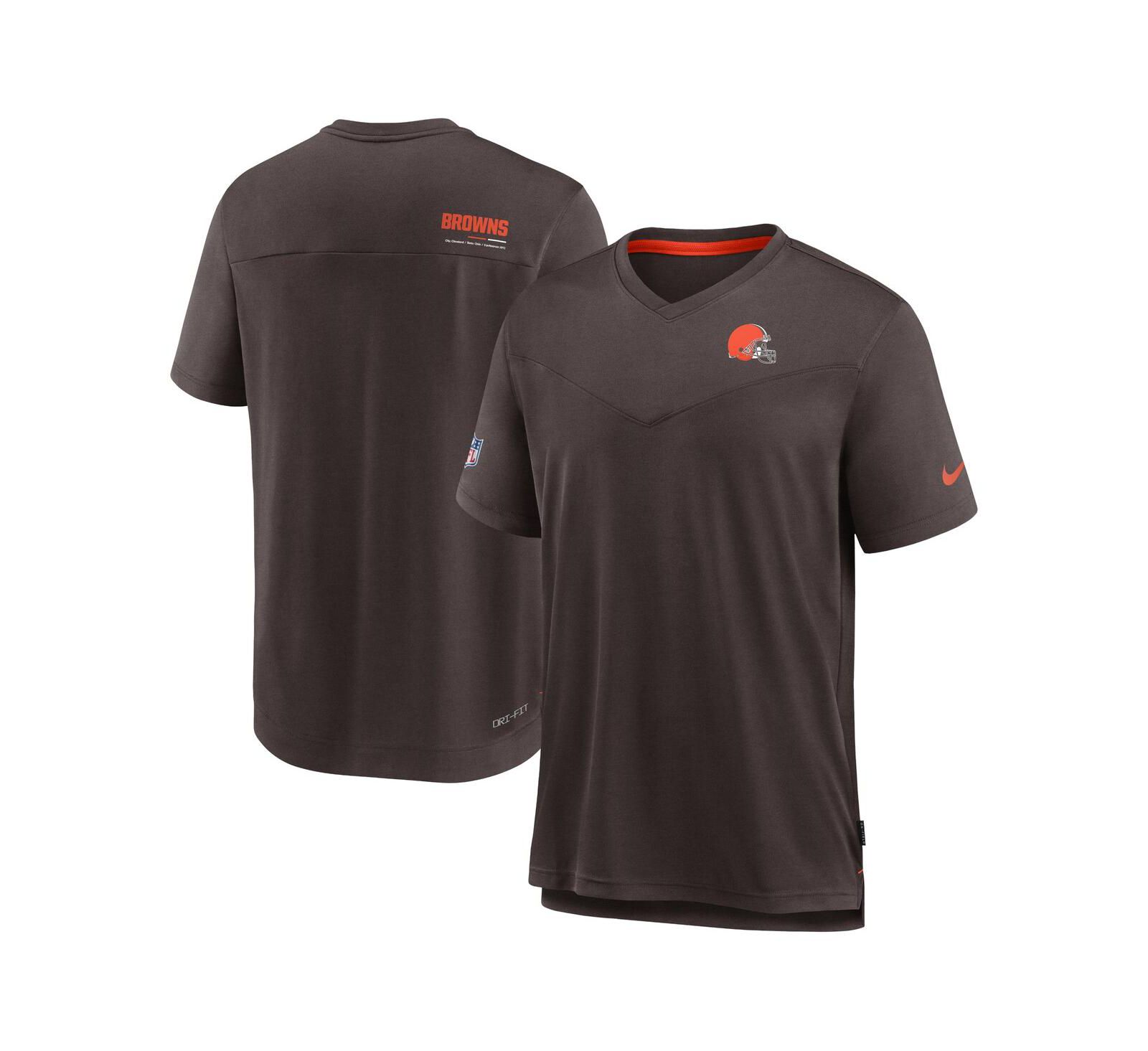 Мужская футболка Nike Cleveland Browns 2022 Sideline Coach Chevron Lock Up Performance V-Neck, коричневая