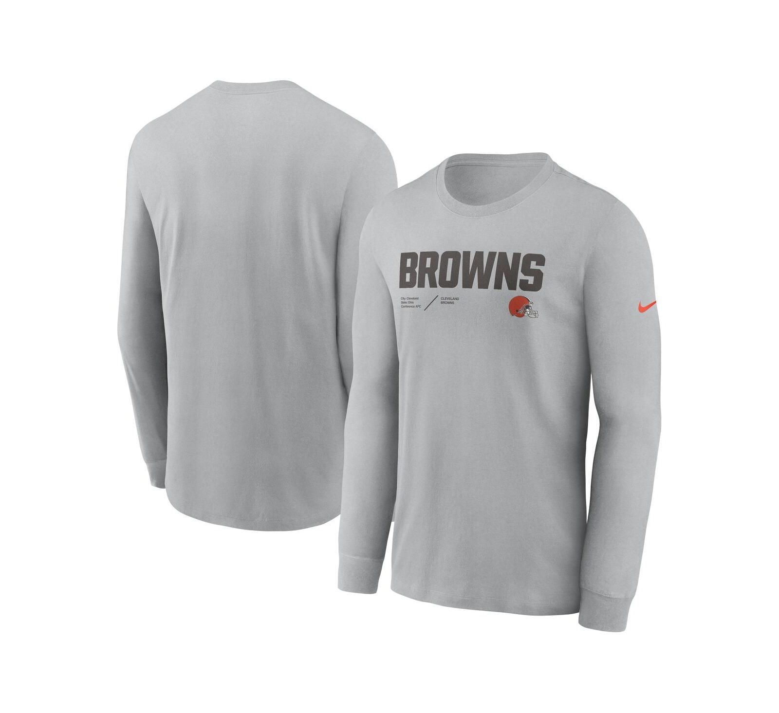 Men's Nike Silver Cleveland Browns Infograph Lock Up Performance Long Sleeve T-shirt